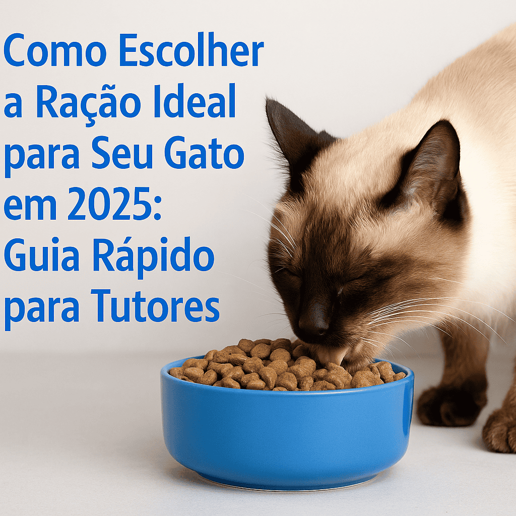 Gato siamês feliz após responder: como escolher a ração ideal para seu gato. Simbolizando bem-estar, nutrição de qualidade e cuidado ideal para tutores exigentes em 2025.